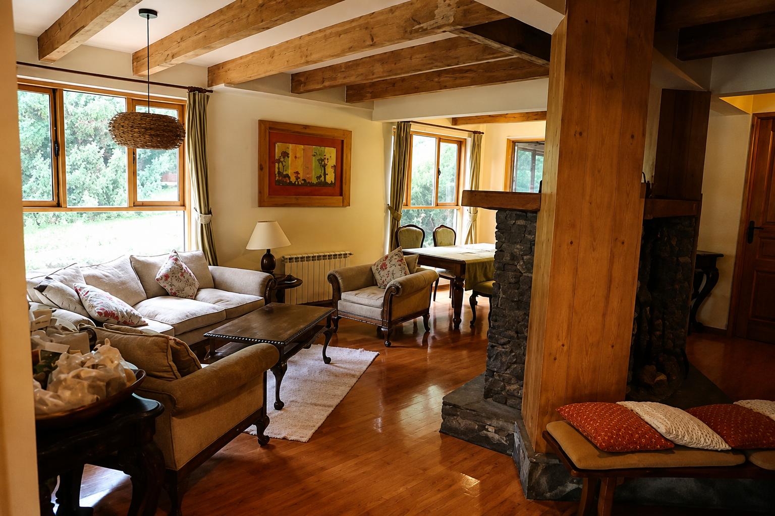 Wohnzimmer der Lodge